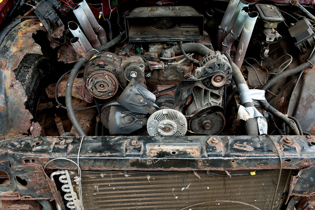 Demolition Derby Car Motor. Essex County, NY.