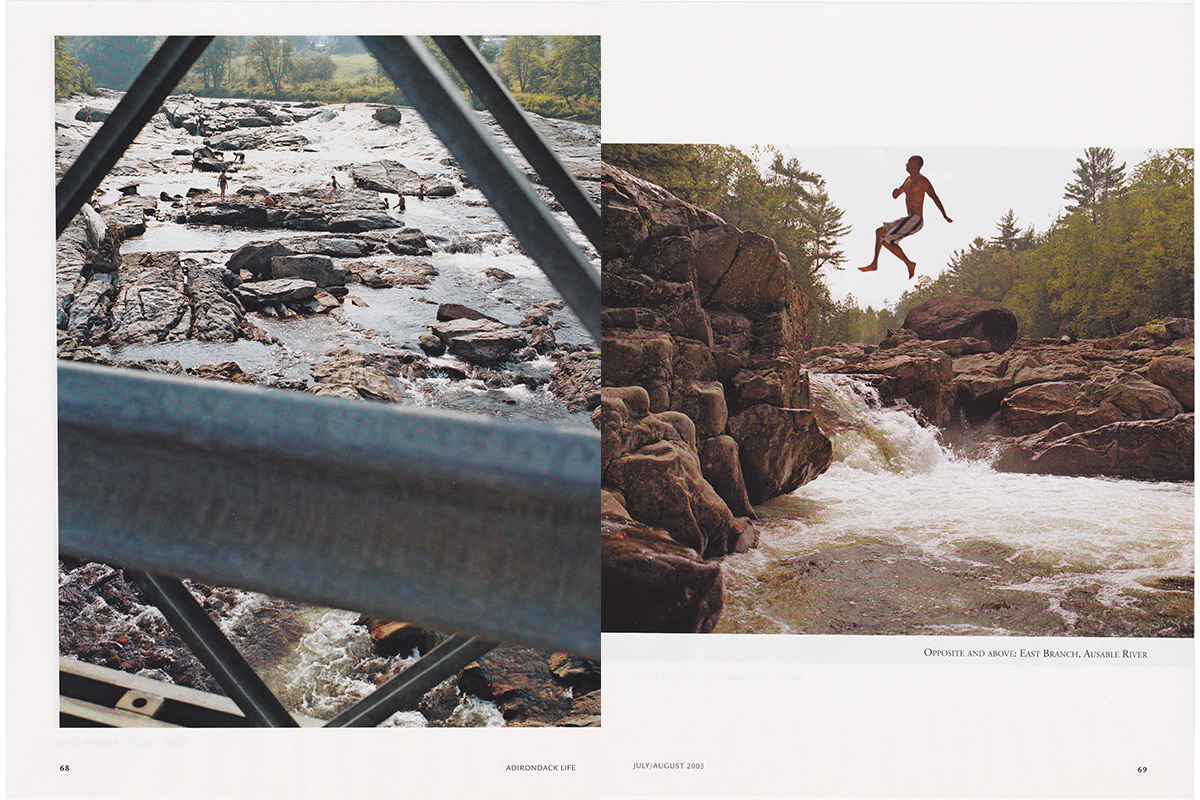 Ausable River and Champagne Falls, Adirondack Swimming Holes. Adirondack Life Magazine