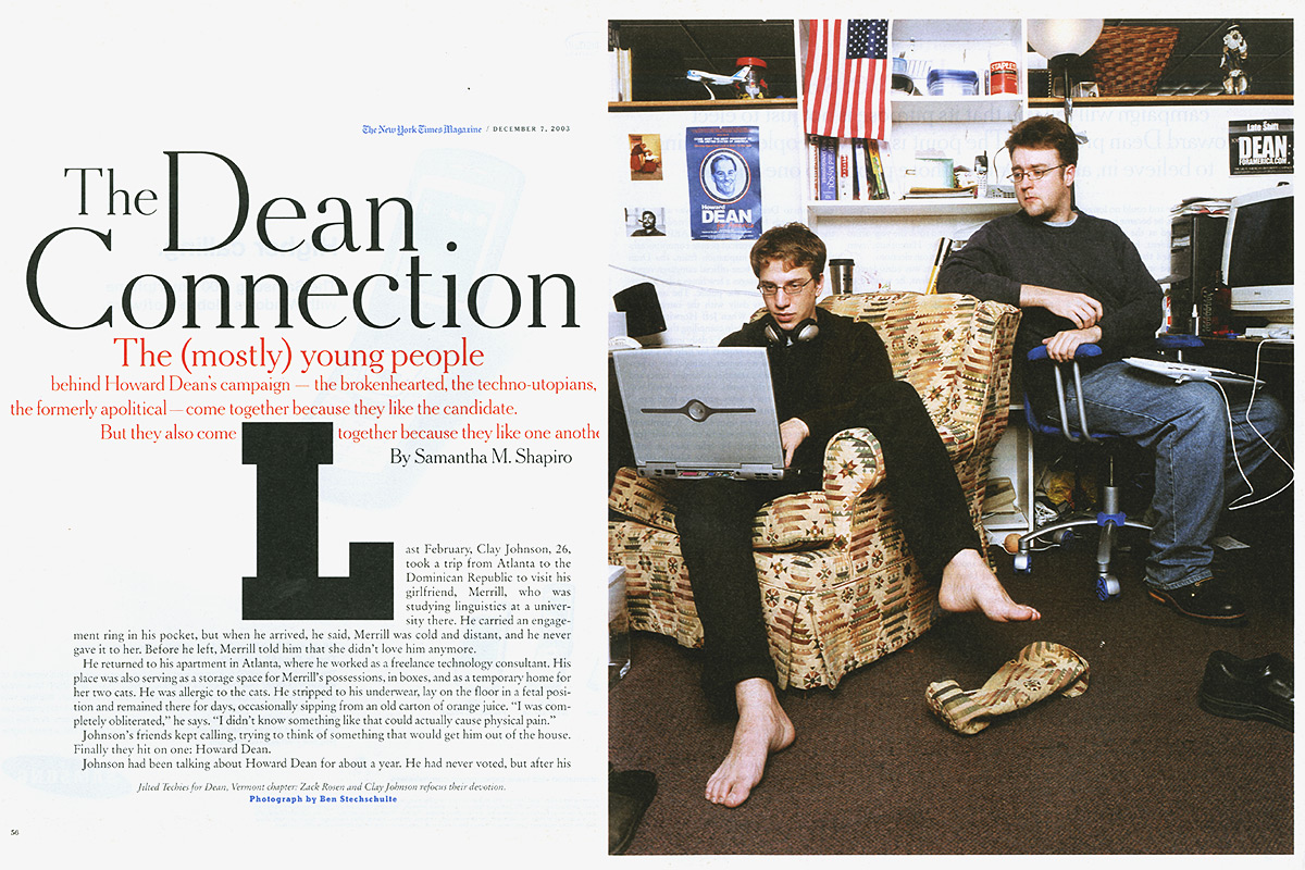 Zack Rosen and Clay Johnson. Burlington, VT. The Dean Swarm. The New York Times Magazine.